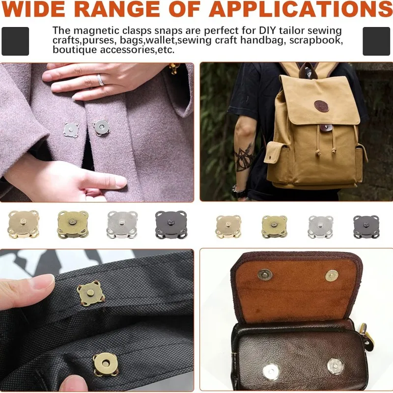 10-1Set Bags Magnetic Snap Button Fasteners Clasps Buttons Handbag Purse Wallet Craft Bags Parts Mini Adsorption Buckle 14/18mm