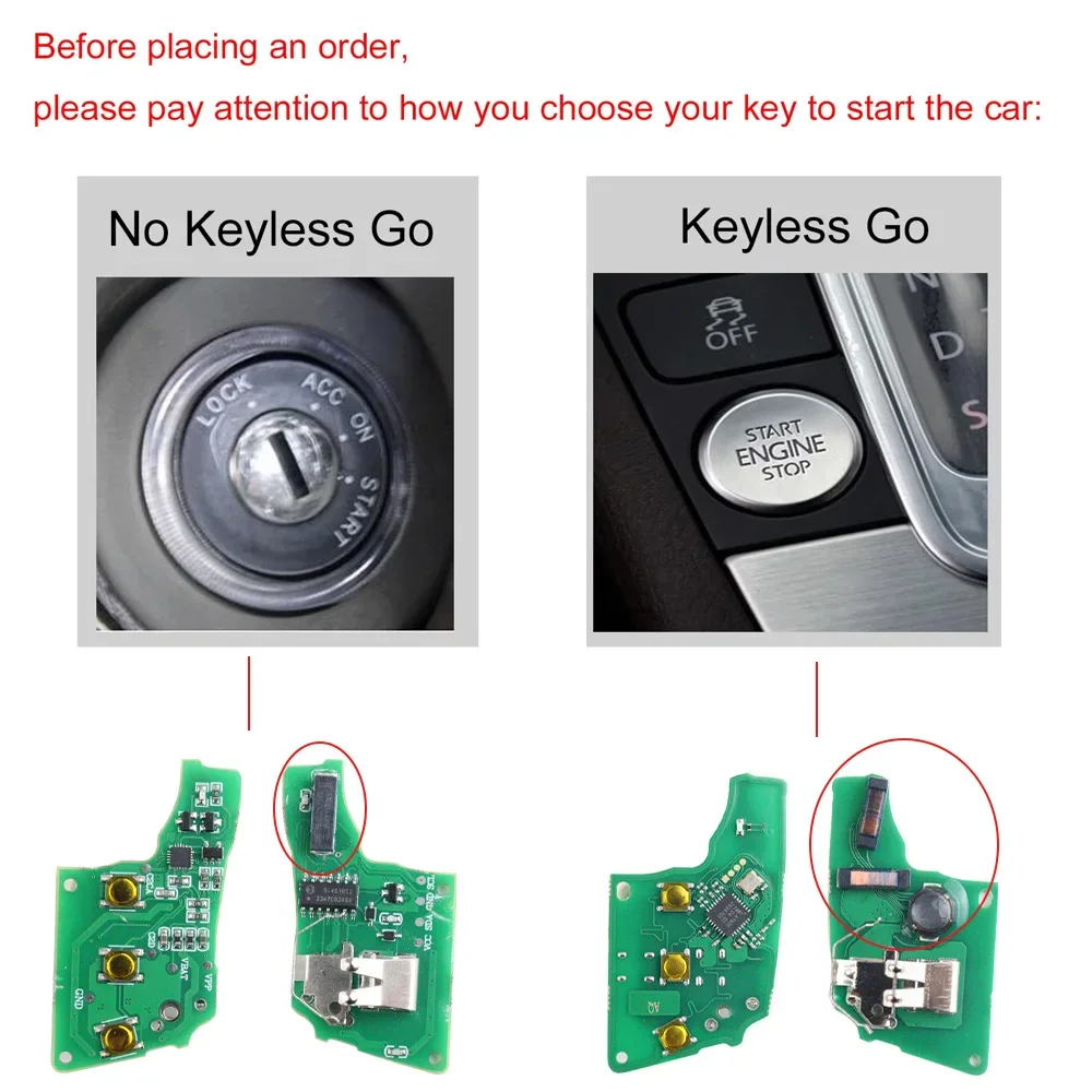 Car Remote Key 433MHz MQB48 ID48 Chip for VW Seat Golf 7 MK7 Tiguan Touran Polo for Skoda Octavia A7 5G6959752AB/BB 6V0959752D