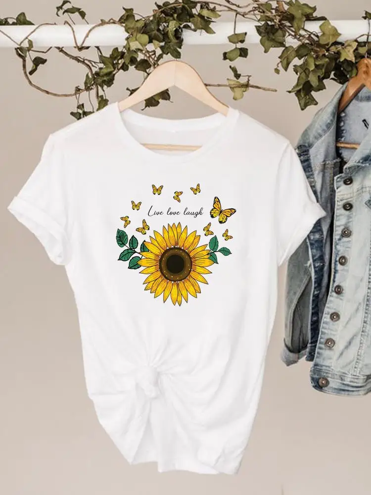

Butterfly Sweet 90s Trend Cute Clothing Print T Shirt Short Sleeve Summer Top Tee Women Clothes Basic Fashion Graphic T-shirt