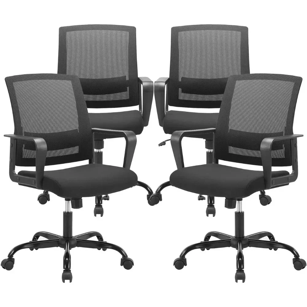 Ergonômico rolamento Mesh Desk Chair, apoio lombar executivo, design giratório ajustável, Home Office, computador, 4 Pack