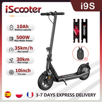 iScooter i9s Electric Scooter 10 Inch Pneumatic Tire Foldable eScooter Max Speed 35km/h 500w Range 30km Electric Kick Scooter