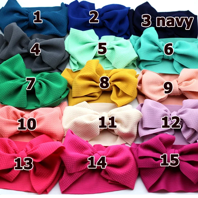 Over Sized Infant Fabric Bow Headband Newborn Toddler Adjustable Baby Girl Boy Headwear Solid Bowknot Soft Turban Knot Hairband