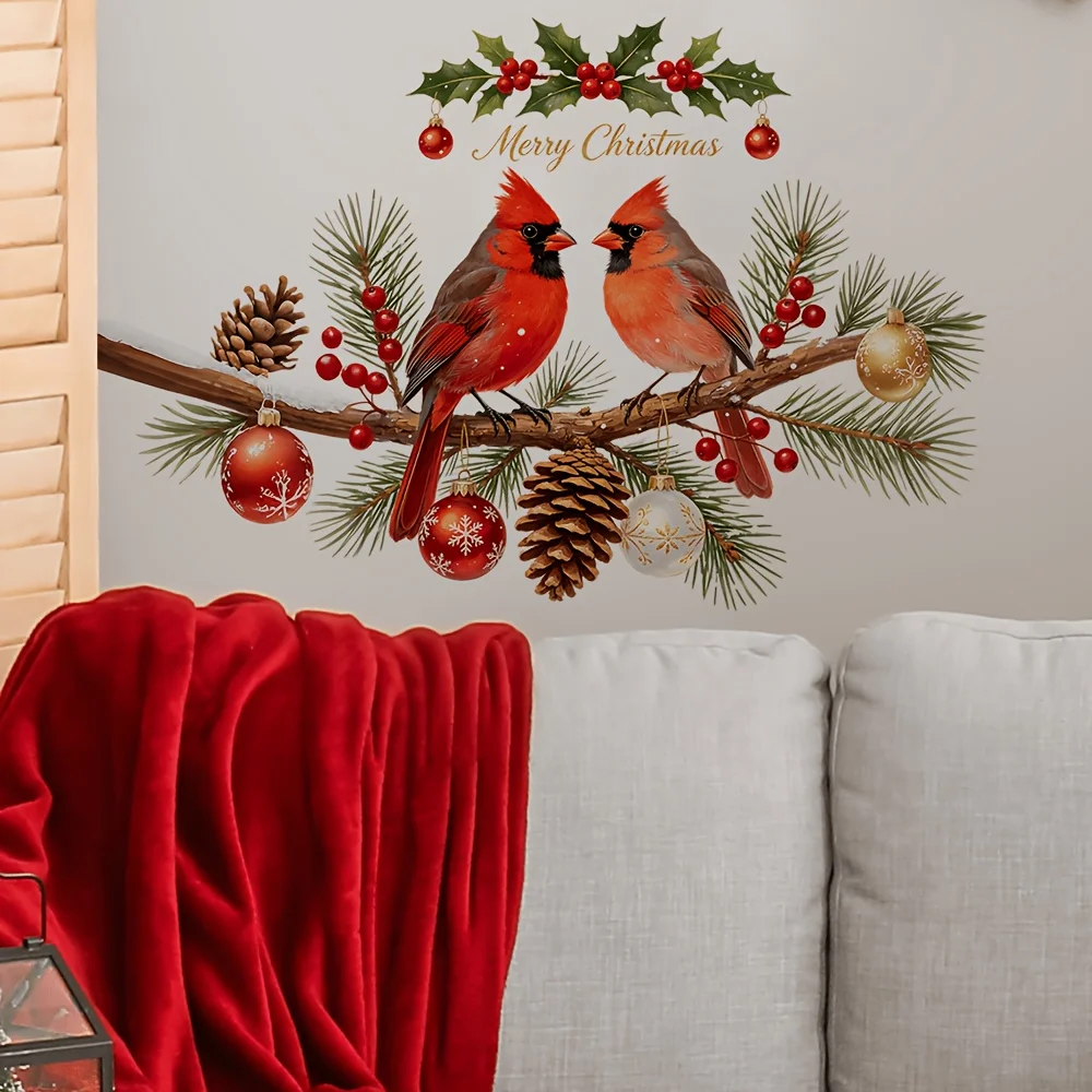 1pc Christmas ice-skating animal themed wall & window sticker,suitable for festival decoration on windows and walls