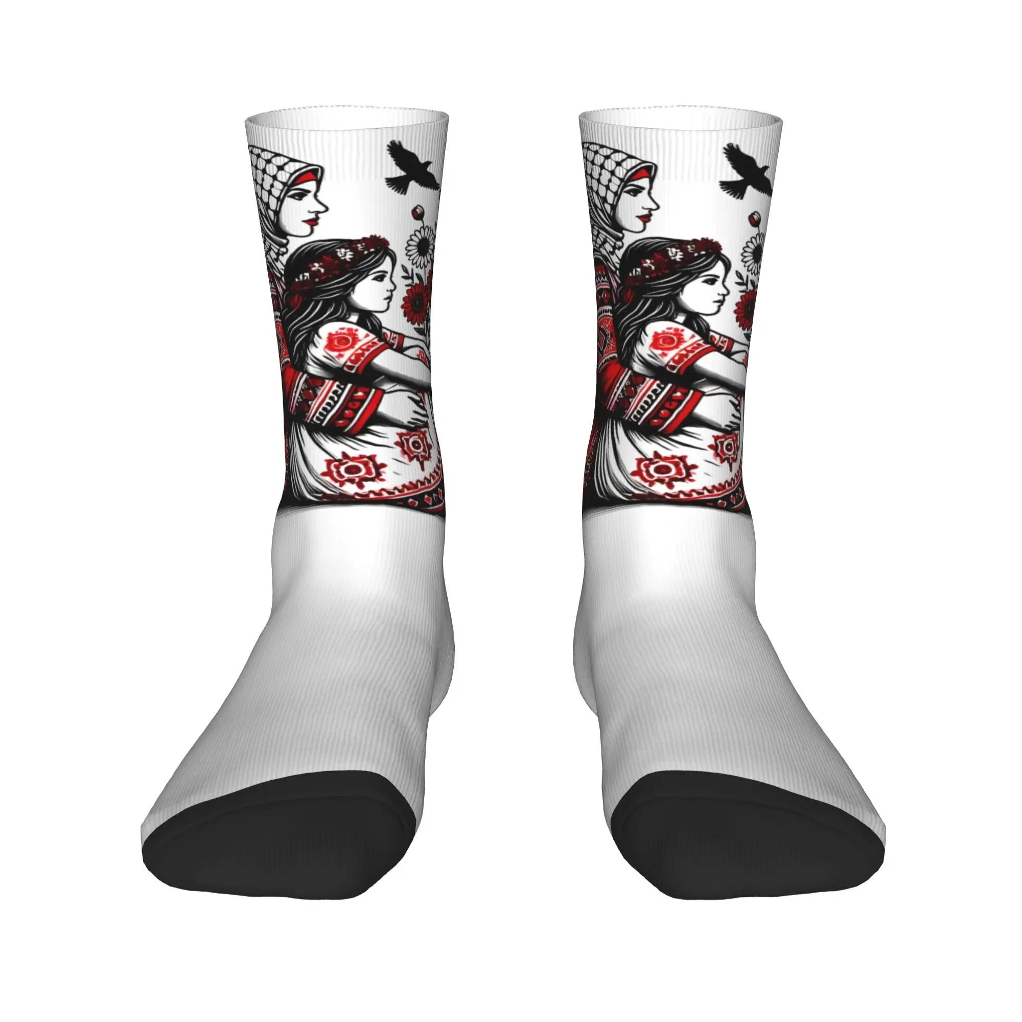 P-Palestinian  Design Crew Socks Accessories for Sports Wear Cozy Mother and Daughter Stockings