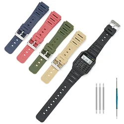 For Casio Watch CA-53W CA-61W FT-100W W-520U Watchband Resin Strap Convex Waterproof Bracelet Men Wristband With Tool Accessory