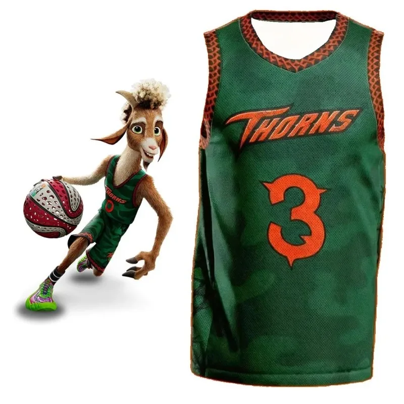 

Комплект баскетбольной формы Vineland Thorns GOAT Movie Will 0, зеленая камуфляжная униформа, сетчатая рубашка, спортивная одежда, мужская одежда, детская футболка