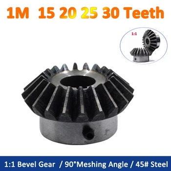 1 st 1:1 Kegeltandwiel 1 M 15 20 25 30 Tanden 1 Module 15 T 20 T 25 T 30 T 90 Graden Meshing Hoek Stalen Tandwielen Boring 5 6 7 8 10 12 14-16mm