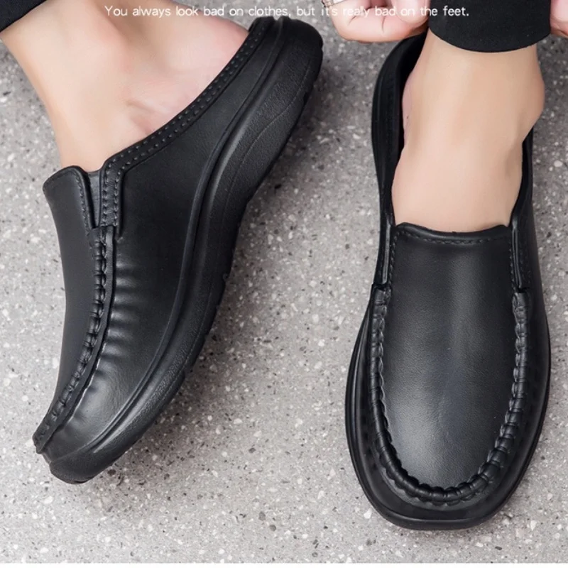 Men chef shoes casual loafers waterproof and oil-proof kitchen work slip-on men shoes outdoor non-slip beach slippers large size