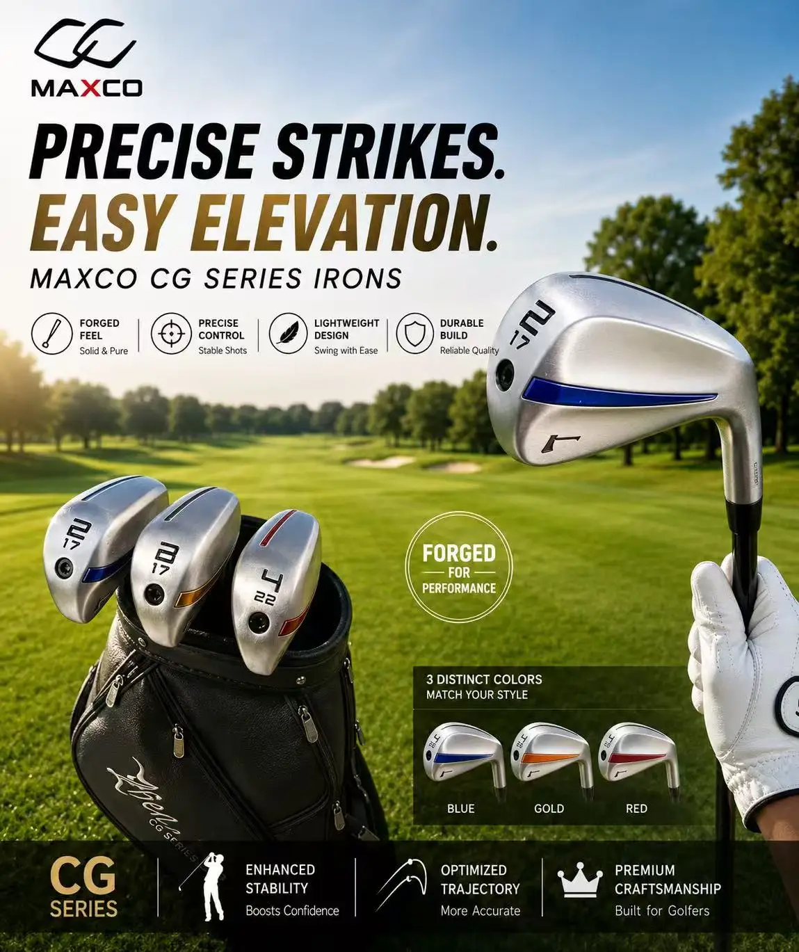 Golf Driving Iron Set - No.2, No.3, No.4 Individual Clubs for Long Distance Practice