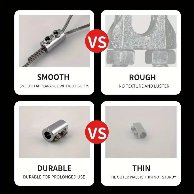 10 шт. регулируемые зажимы для троса из нержавеющей стали - самоблокирующиеся крепления для ремонта дома - телескопические двойные отверстия