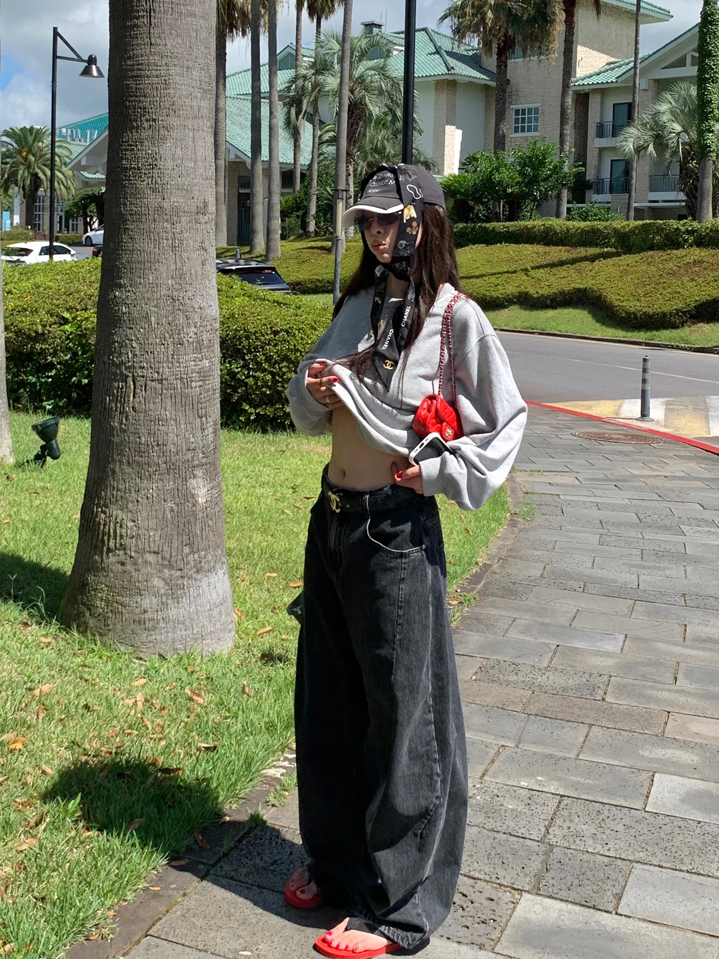 

Gray Lazy Wide Leg Jeans Women's Autumn New Style Vintage Long Pants Tinged Knife Bootcut Denim Casual High Waist Zipped