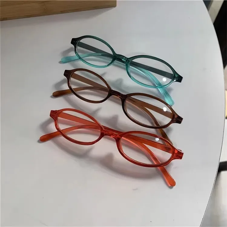 Japanese Retro Oval Glasses Frame for Women Y2K Ins No Makeup Plain Glasses Men Girls Eyewear Cute Decorative Computer Glasses