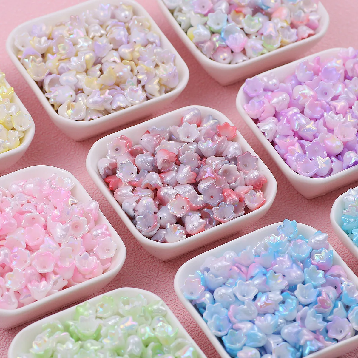 

50/100pcs 7x8mm Acrylic Multicolor Bell Orchid Beads Spacer Loose Beads For Jewelry Making DIY Bracelets Necklace Accessories