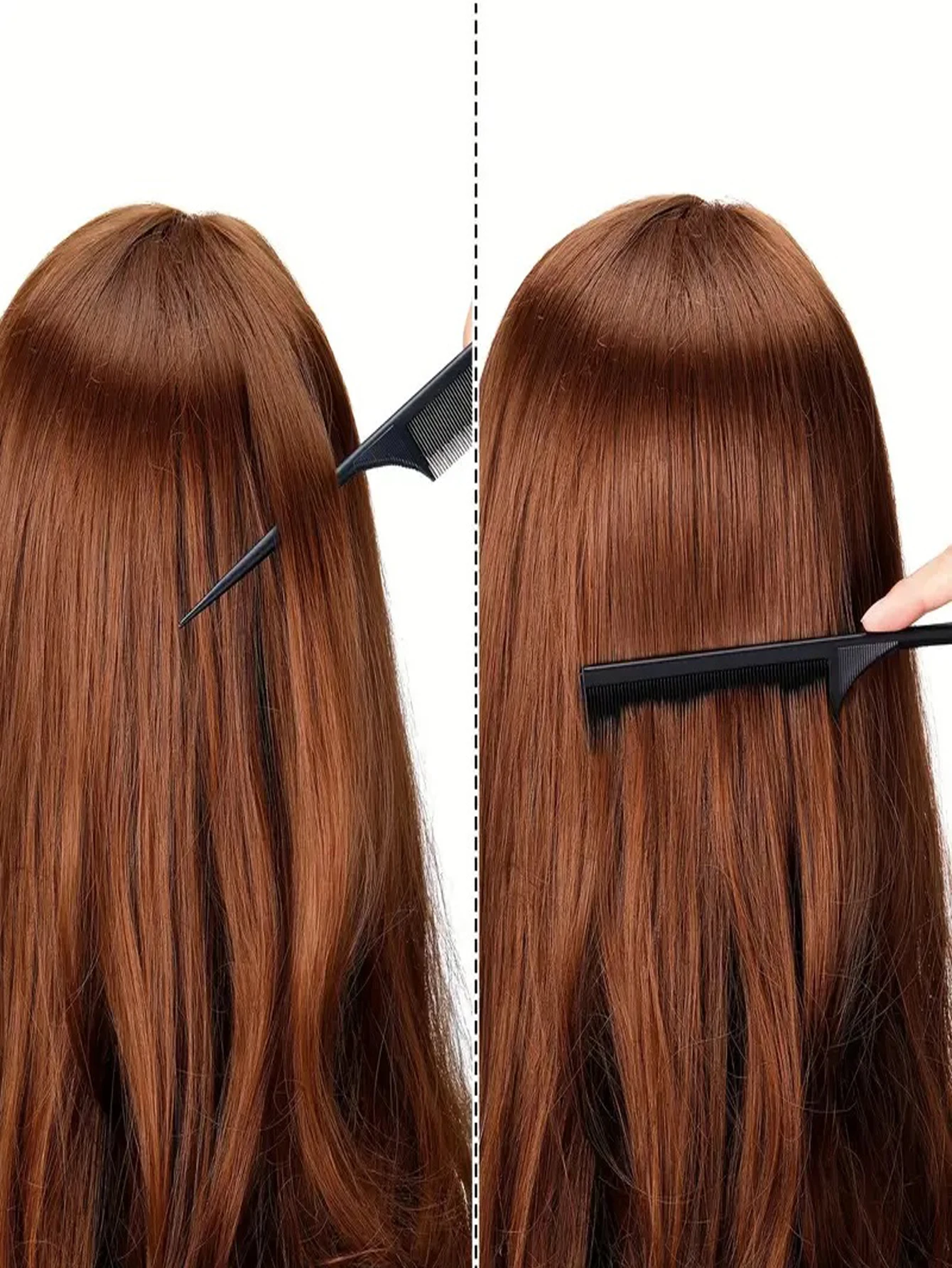 5 pçs pente de cauda preto estilo pente resistente ao calor pente de cauda para todos os tipos de cabelo, pente de provocação de dentes finos e largos