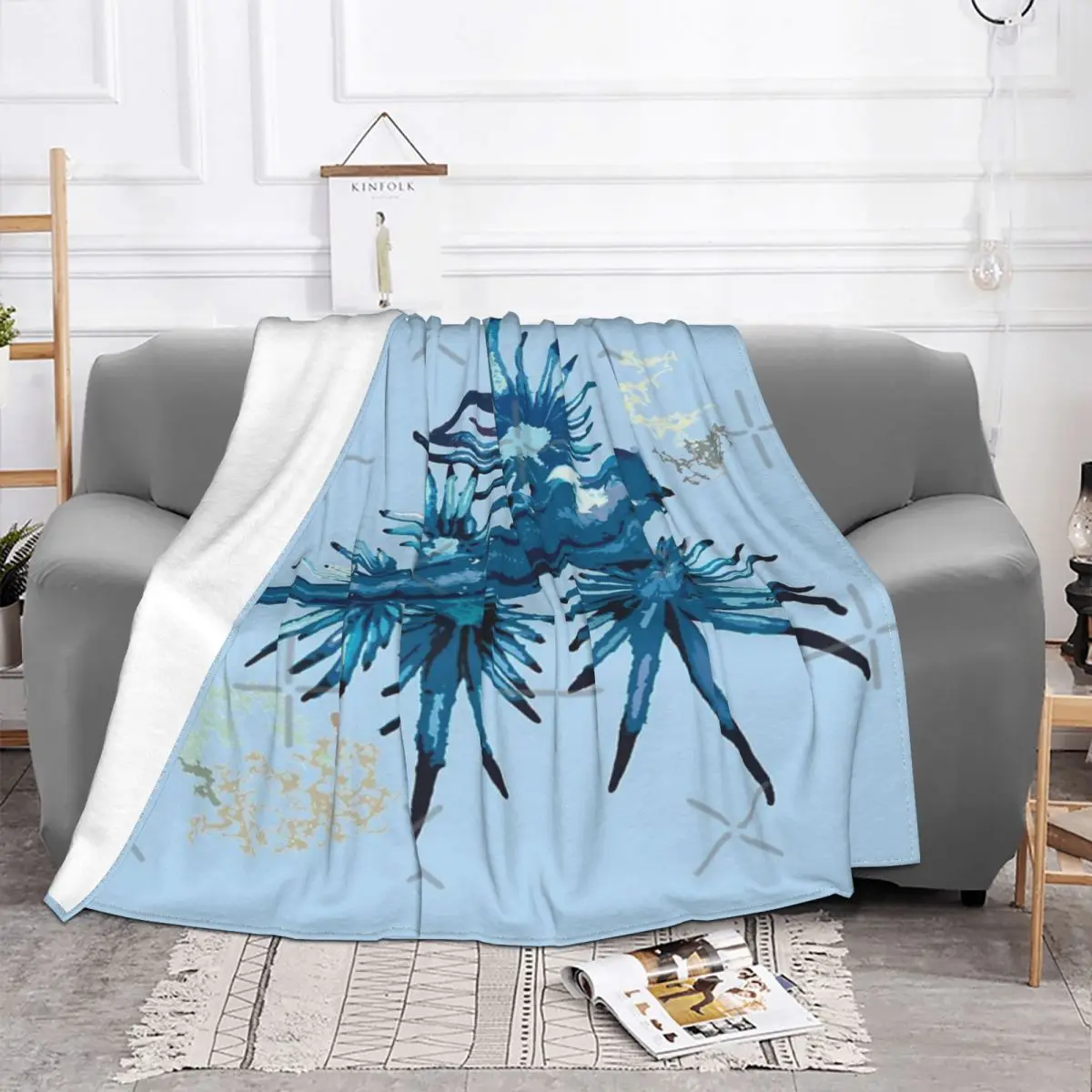 Blue Dragon,Glaucus Atlanticus Sea Slug Blanket Bedspread On The Bed Travel Blanket Queen Bed Baby Blanket