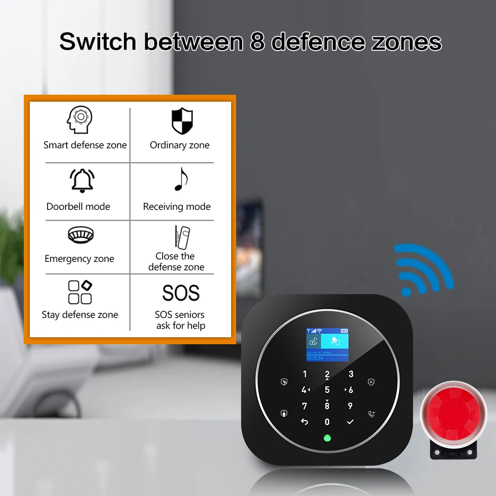 EN/RU/SP/FR/IT/GE Tuya Smart Gsm Wifi Alarm System for Home Wireless Security Alarm House Smart Life App Control work with ALexa