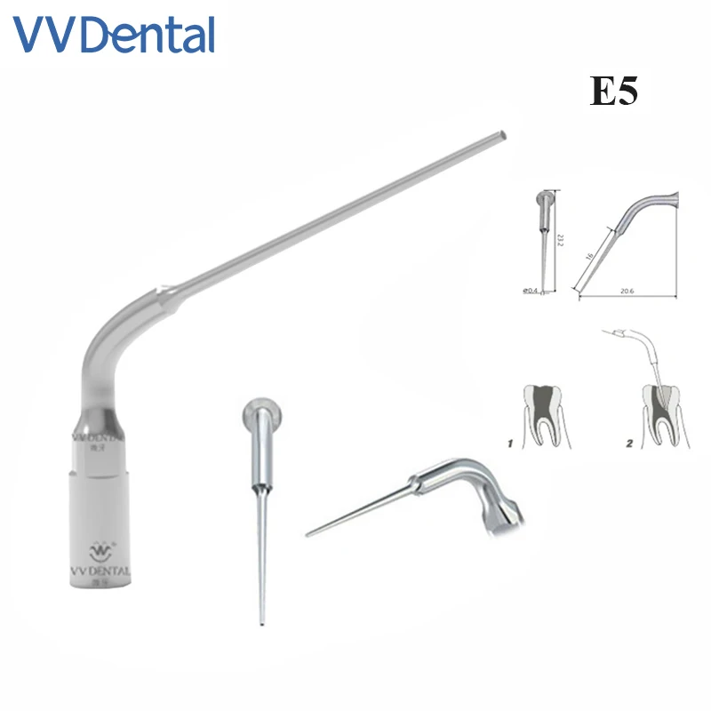 VVDental Dental Ultrasonic Scaler Tip Scaling Periodontics Endodontics Endo Perio Scaling Tips E5 for Woodpecker/EMS UDS