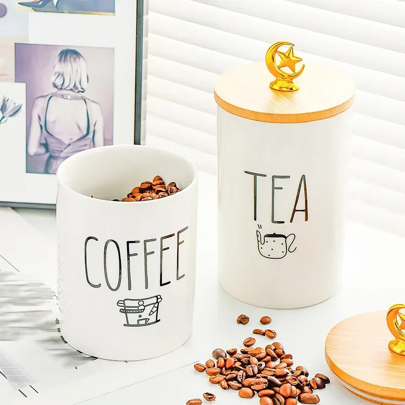 

Creative Nordic Ceramic Sealed Can Jars Storage Bottles Kitchen Supplies Moisture Proof Tea Can Coffee Jar Capacity Sealed Box