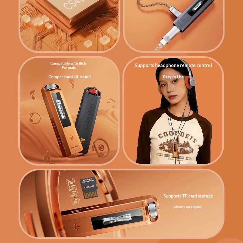 FiiO Snowysky ECHO NANO 휴대용 무손실 HIFI 음악 플레이어 미니 MP3 3.5mm 플레이어 선물