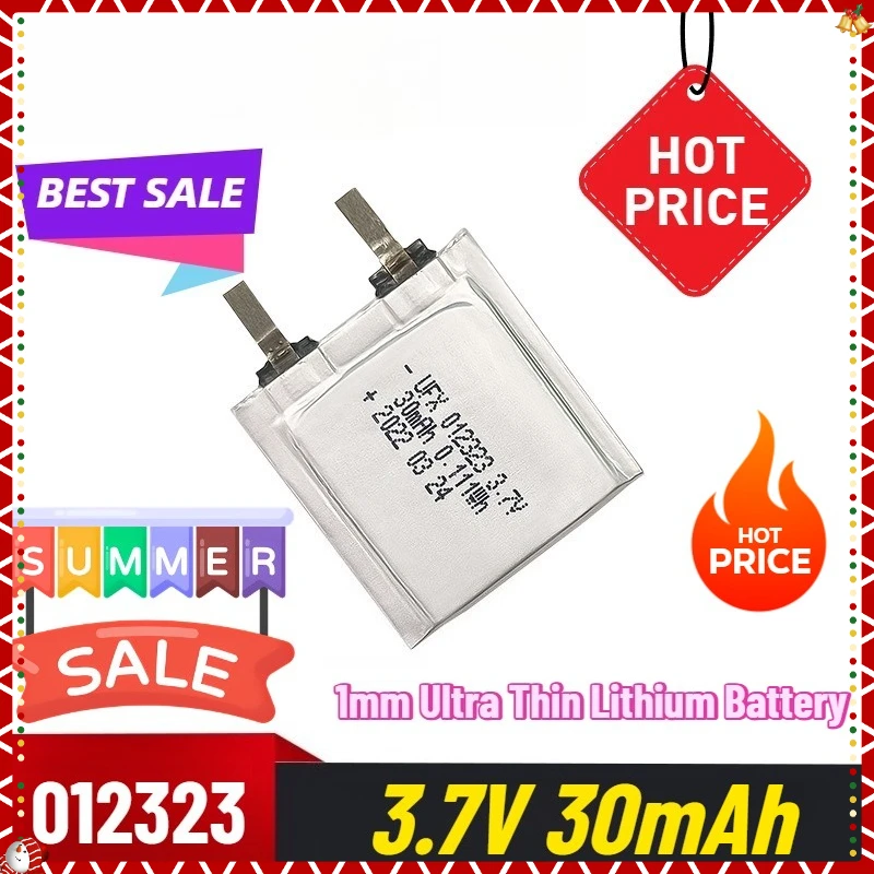 

Ultra-thin Lithium Battery 012323 3.7v 30mAh Rechargeable Batteries