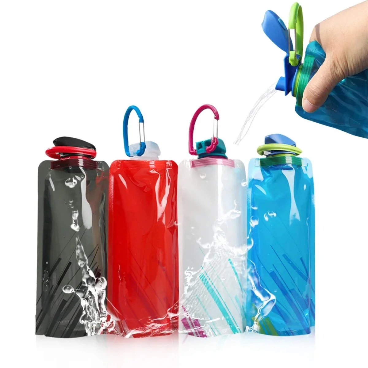 1pc 700ml Portable Ultra Light Folding Soft Water Bag For Outdoor Sports & Camping, With Handle & Hanging Hook Camping Stuff