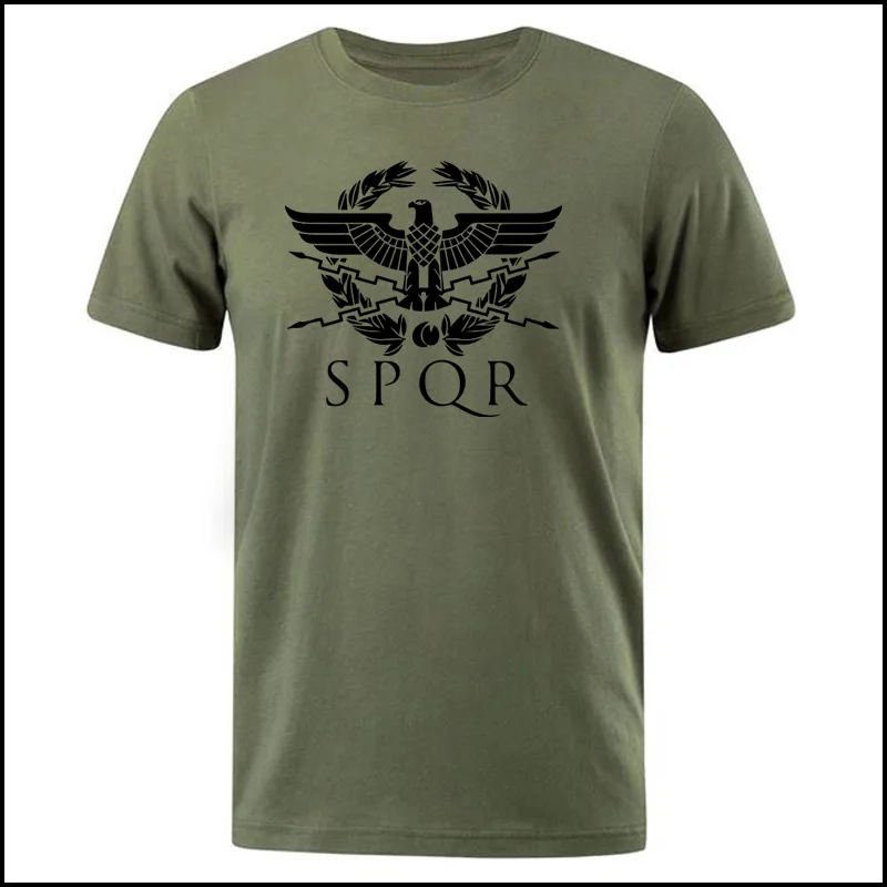 Men T-Shirts SPQR Roman Gladiator Imperial Golden Eagle Summer T-Shirt Mens Harajuku Punk Rock T Shirt Casual Tops Tees Shirt