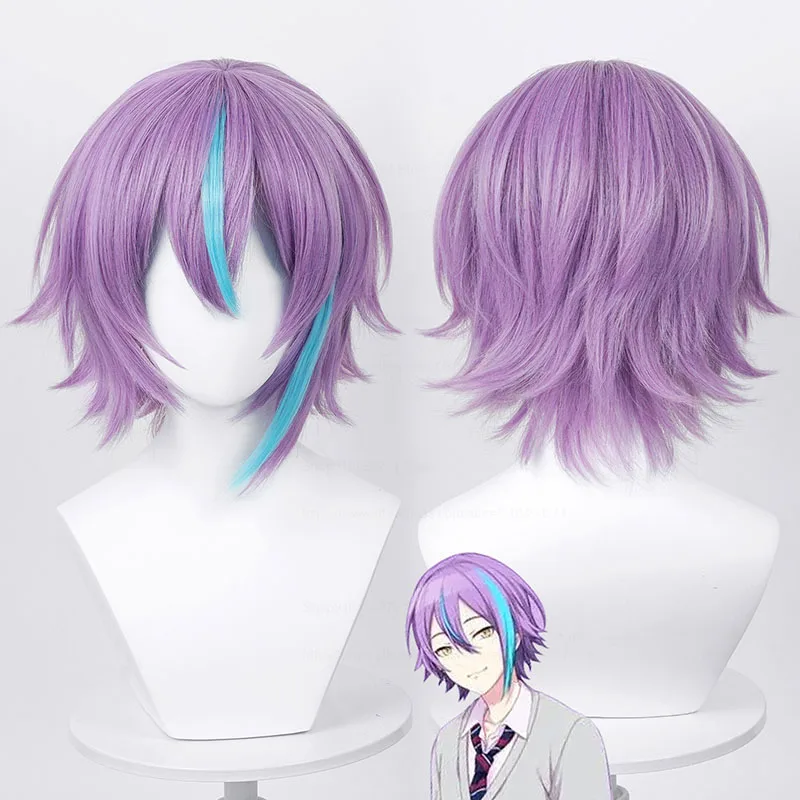 Kamishiro Rui Cosplay Wig Project SEKAI COLORFUL STAGE! Mixed Purple Blue Heat Resistant Synthetic Hair Wigs + Wig Cap