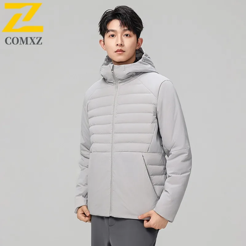 

COMXZ Men Work Down Jacket Super Light Outdoor Thickened Warmth Coat High Quality Solid Tone Cold Resistant Winter Clothing