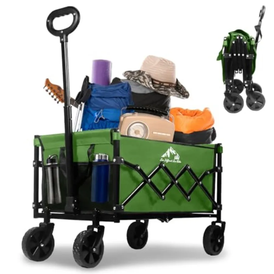 

Collapsible Wagon 352LBS Capacity, Foldable Large Wagons Carts, Heavy Duty Outdoor Folding Wagon with All-Terrain Wheels, Utili