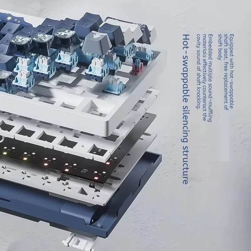 Bk98 Wireless Mechanical Keyboard 96 Key Full Key Hot Swap Three Connection Mode Rgb Backlight Effect Home E-Sports Office Games