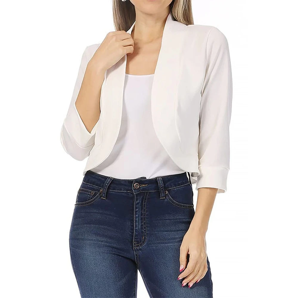 

Autumn Women's Blazers Decent Elegant Solid Color Long Sleeve Open Front Office Lady Blazers