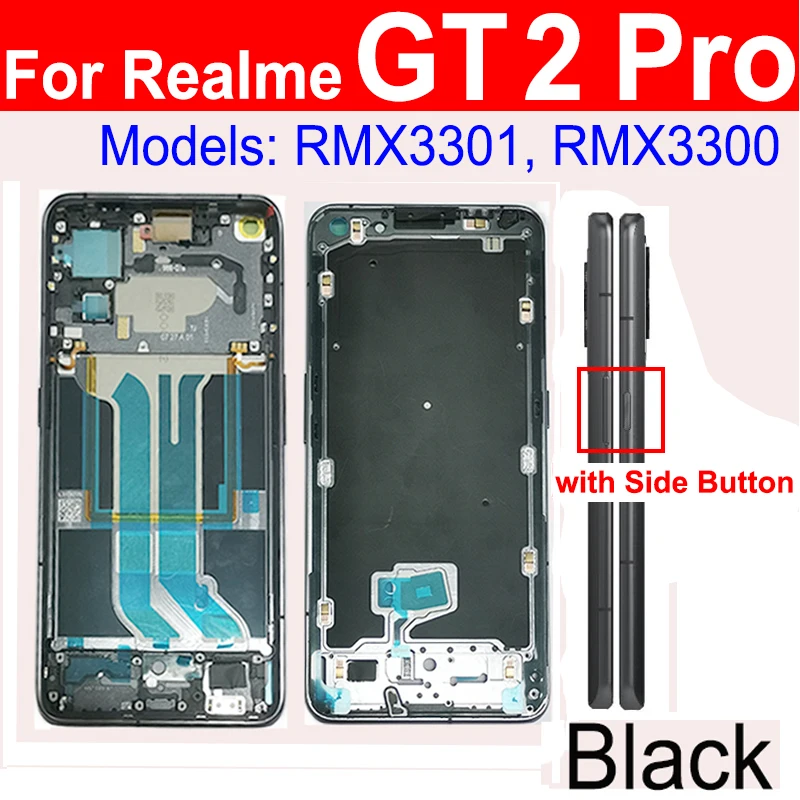 

Корпус средней рамки для Realme GT2 pro GT 2 Pro LCD, передняя рамка, чехол для телефона, рамка-держатель с боковыми кнопками, детали