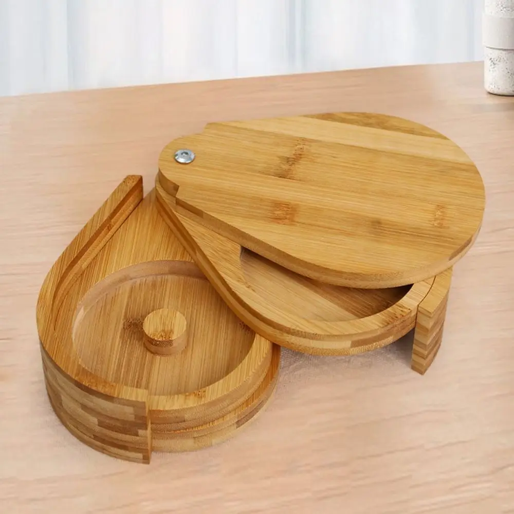 

Spice Container Rotating 3-Tiers Rimmer Box Bamboo Wood Household Cocktail Seasoning Box Foldable Salt Dipping Device Restaurant