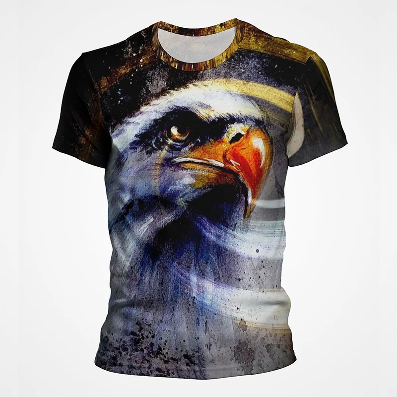 

Men's T-shirt 3D Printed Pattern Eagle Graphic Tee Shirts Summer Men's O Neck Casual Loose Short Sleeve Oversized Clothes Top