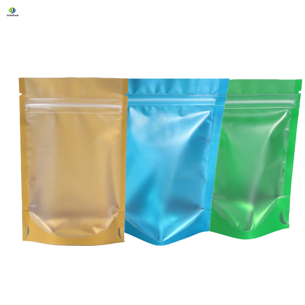 One Side Frosted Transparent Mylar Package Bags Resealable Aluminum Foil Heat Seal Matte Stand Up Zip Lock Pouches With Window