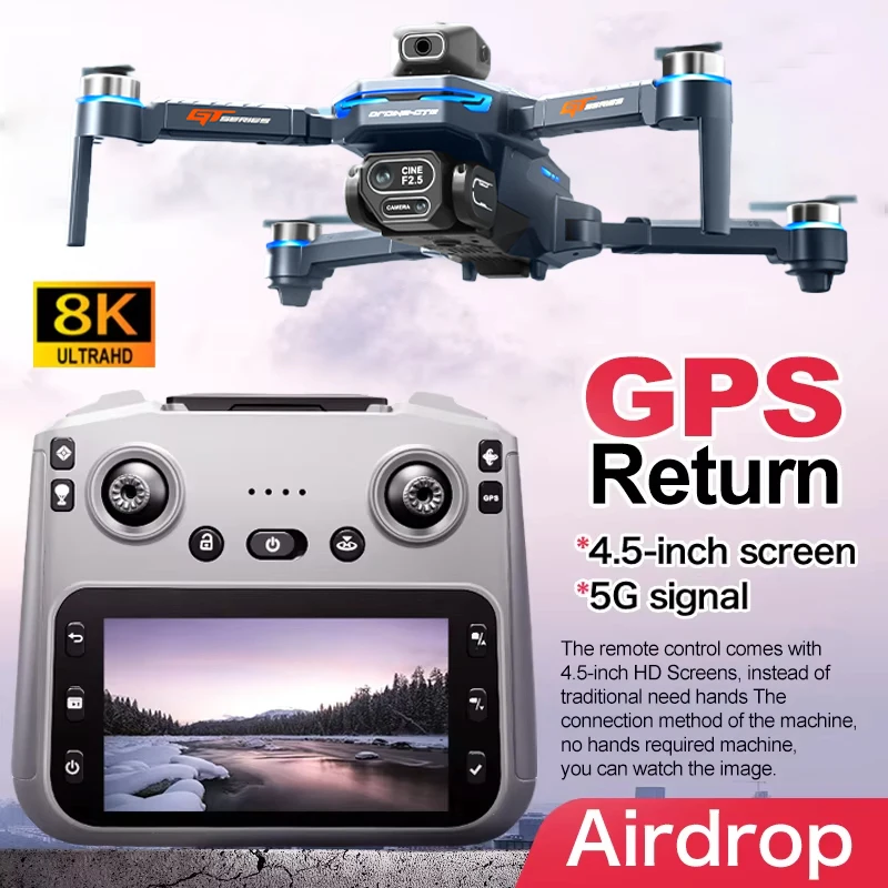 

Новый горячий мини-дрон GT8 2026 года с Wi-Fi FPV, профессиональными 8K-камерами, LED-подсветкой, складной квадрокоптер, радиоуправляемый самолет, игрушки на радиоуправлении, подарки