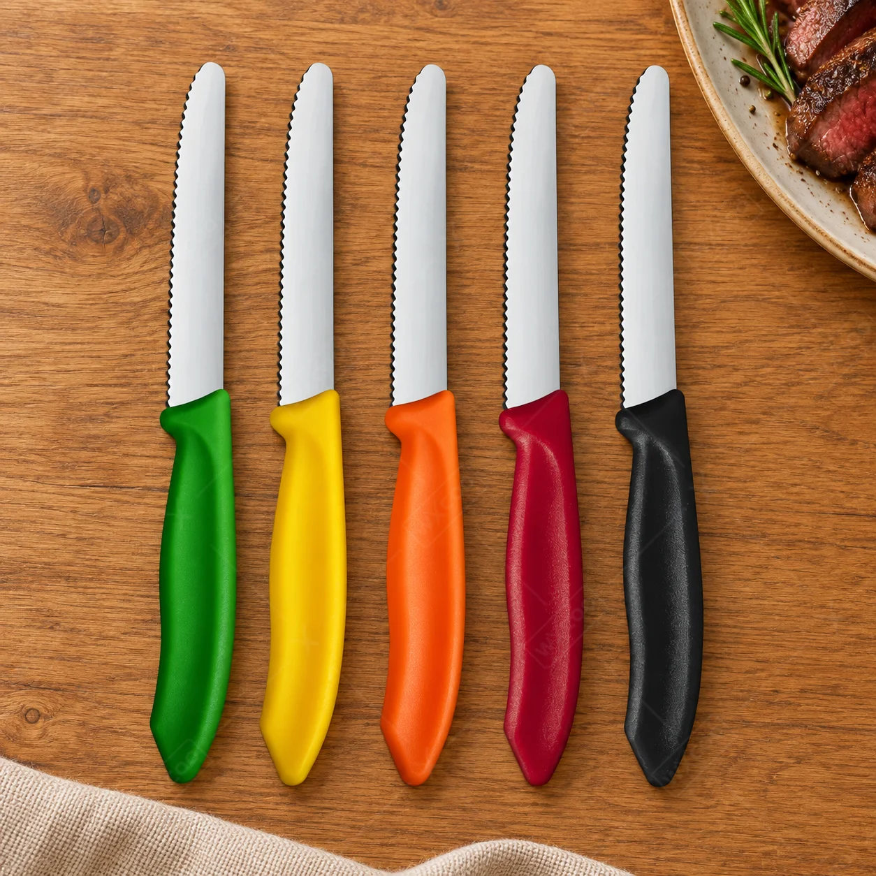 WXCOO 2-10pcs Serrated Steak Knife Set Full Tang Stainless Steel Blades Dinner Cutlery Dishwasher Safe for Meat and Bread