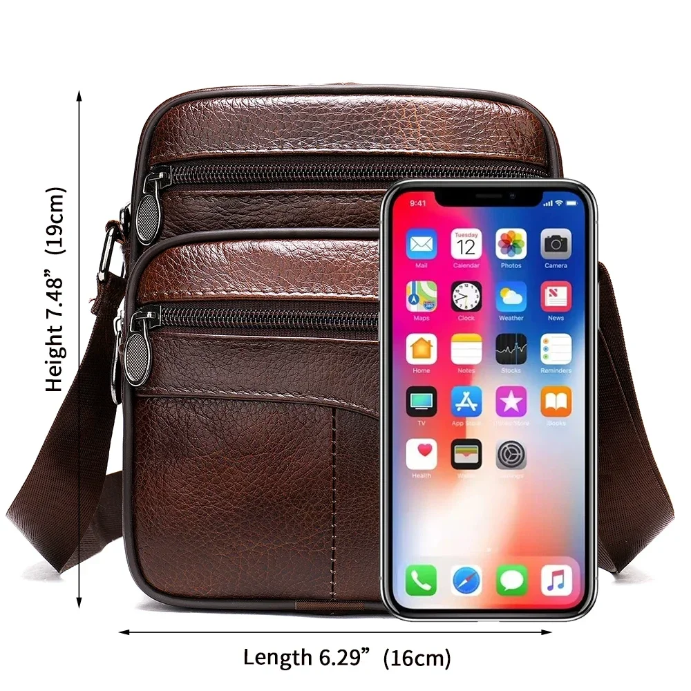 Vintage Leather Bags for Man Genuine Leather Crossbody Bag Men Casual Single Shoulder Bag Male Small Men's Messenger Bags