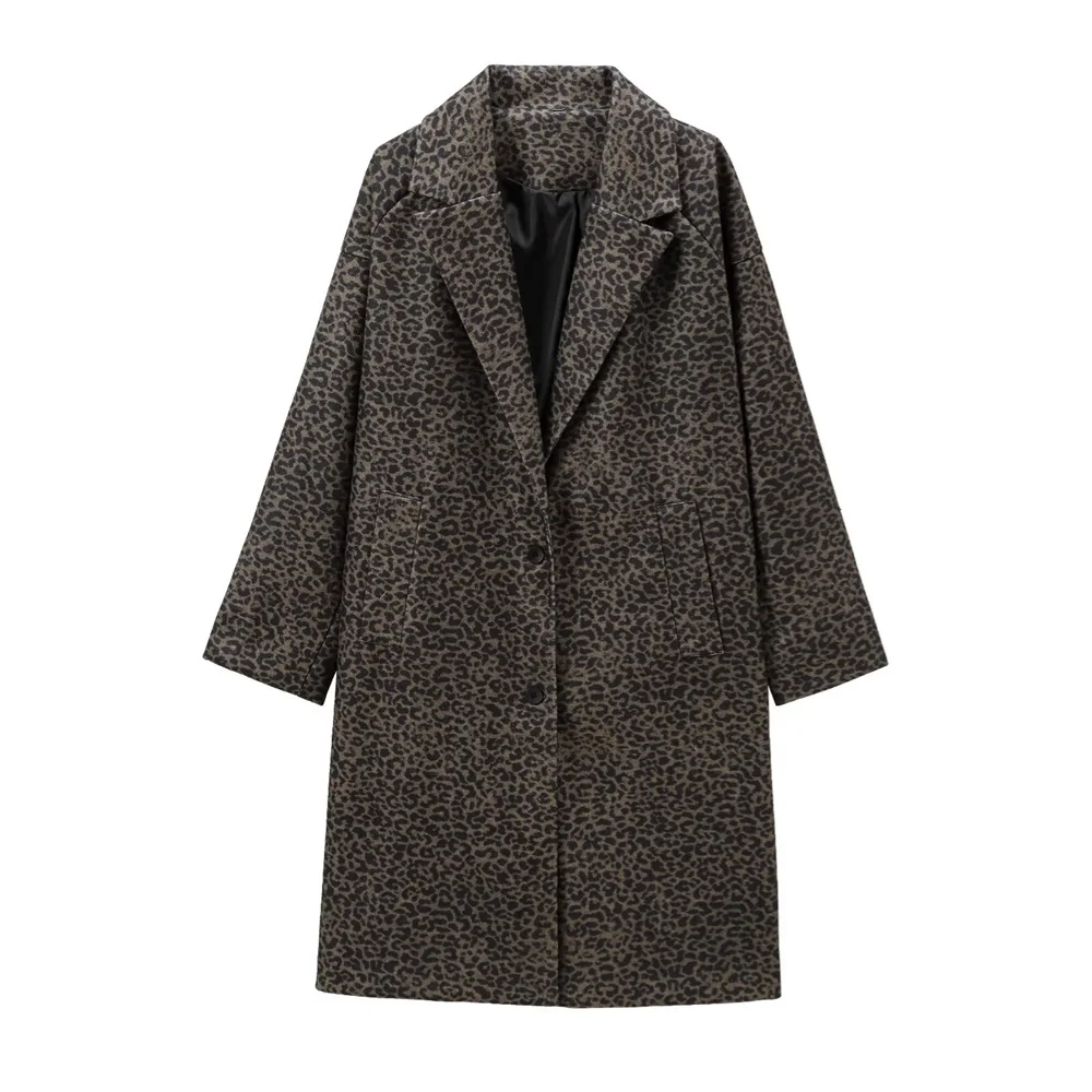 

Autumn New Product Casual Women's Fashion Versatile Simple Animal Pattern Coat Windcoat Coat