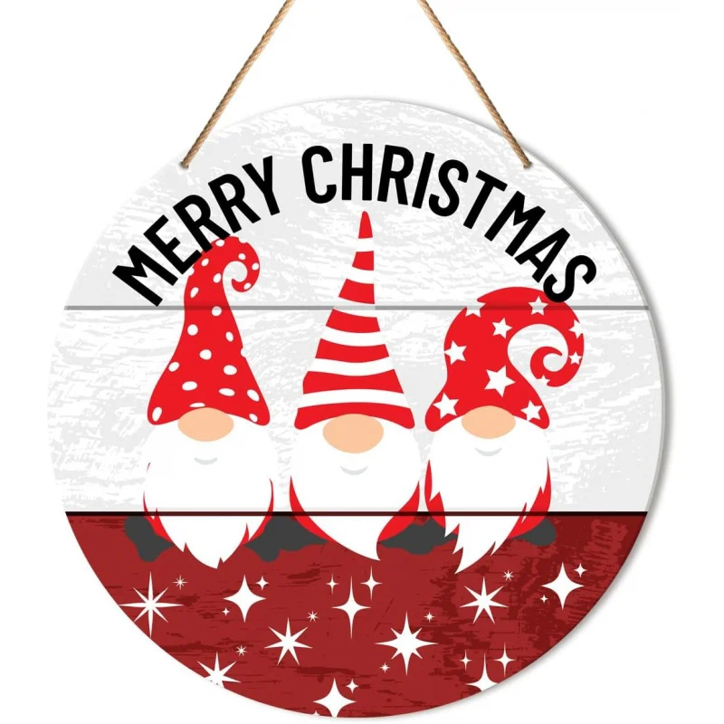 

Christmas Sign Front Door Circular Hanging Decoration Rural Dwarf Festival Wall Hanging 30X30CM