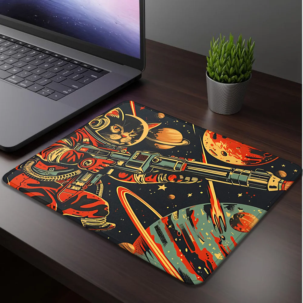 

Небольшой коврик для мыши Deskmat Space Cat Warrior, коврик для мыши для компьютера, коврик для геймера, офисные аксессуары, игровые коврики, коврик для мыши Mausepad