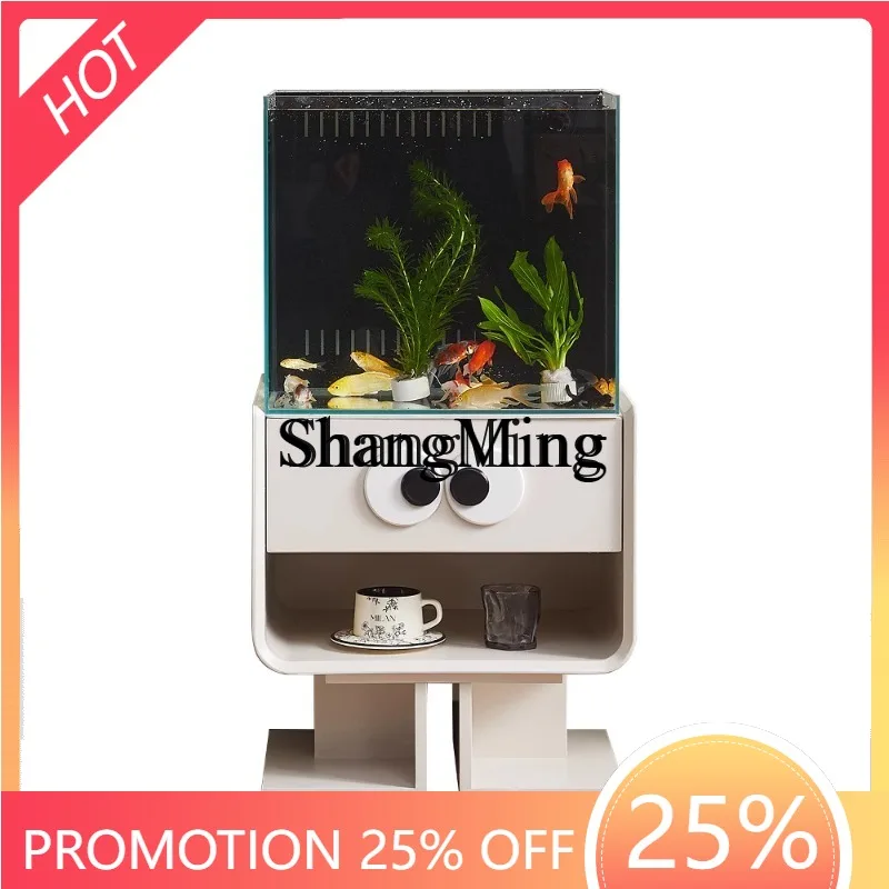 

CL мультяшный аквариум для гостиной, ТВ-шкаф рядом с полом, небольшой ультра-белый стеклянный аквариум с золотой рыбкой