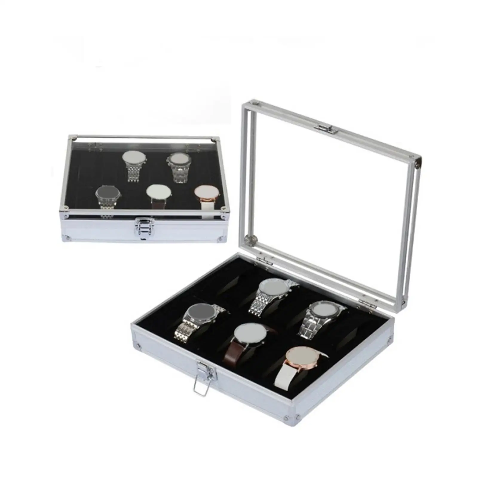 12 Slots Watch Box Watch Organizer Watch Storage Box Aluminum Alloy for Table Office