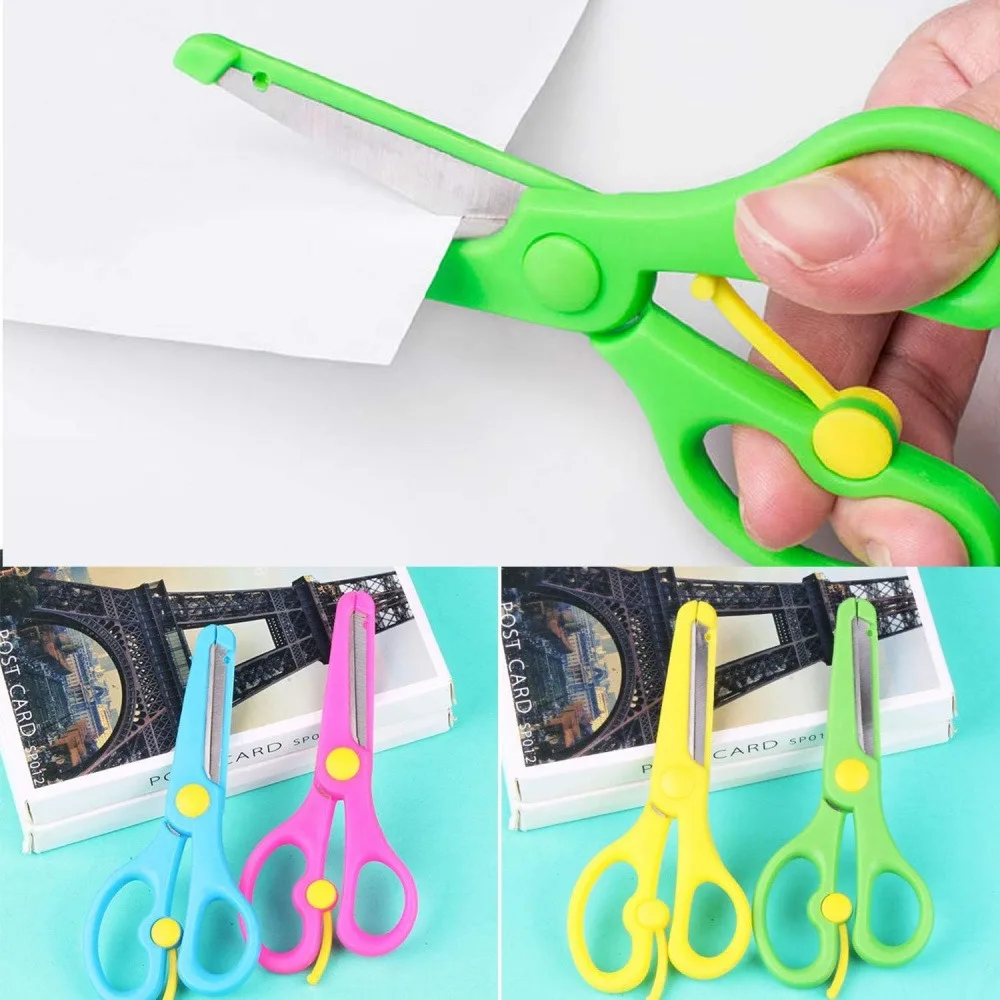 3 Pack Spring Assisted Kids Safety Scissors, Anti-Pinch Blunt Tip Craft Scissors, Colorful Ergonomic Plastic Handle Child Cutting Scissors for School Classroom Art DIY Holiday Gift