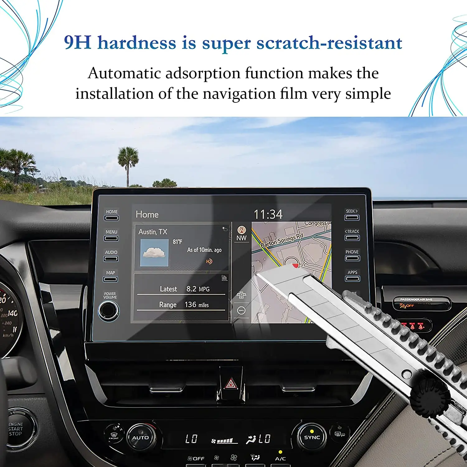 Car GPS Navigation Protective Film for Toyota Camry 2021 2022 2023 9Inch screen Tempered glass film Screen Protector