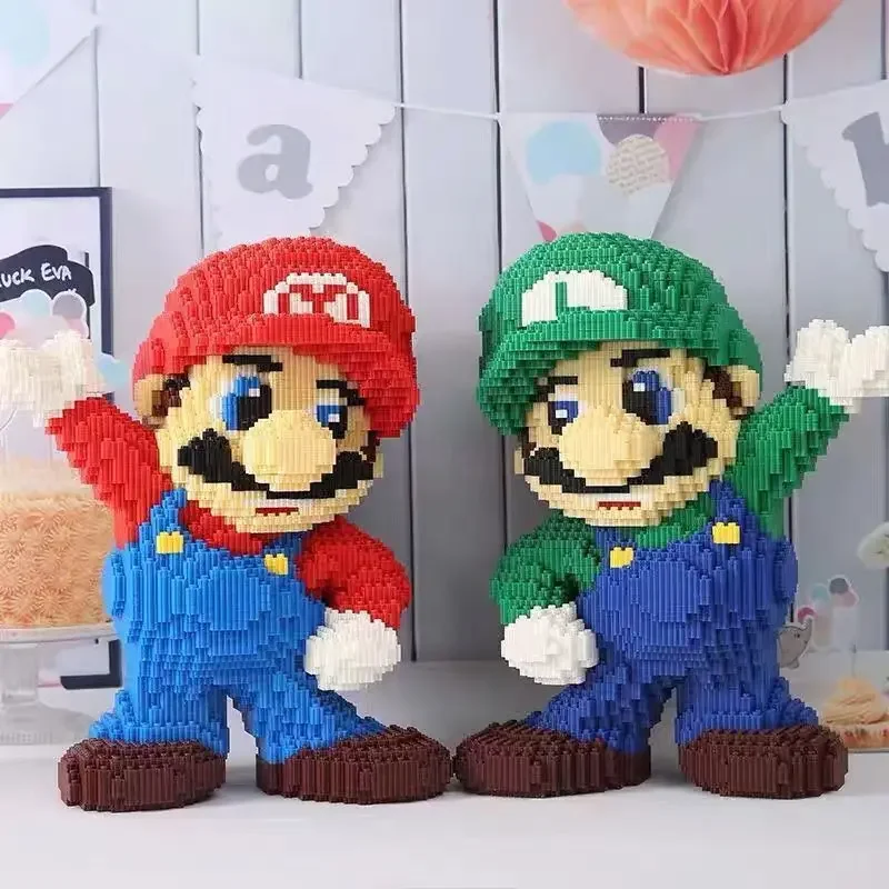 Super Mario-rompecabezas de bloques grandes para niños, juguete de ensamblaje, rompecabezas 3D, regalo de cumpleaños, decoración de escritorio