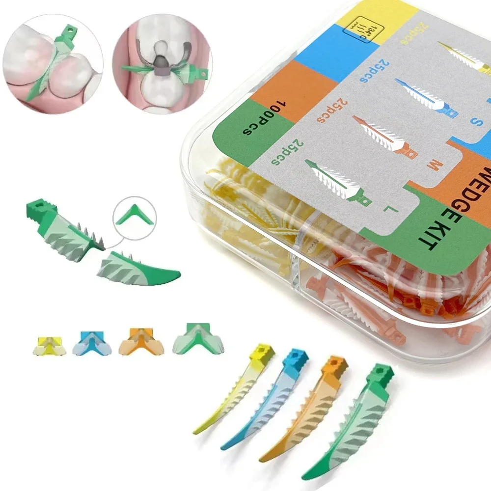 100Pcs Dental Silicone Wedges Kit Autoclaved Interdental Wedges for Composite Restoration Matrix System Dental Tools