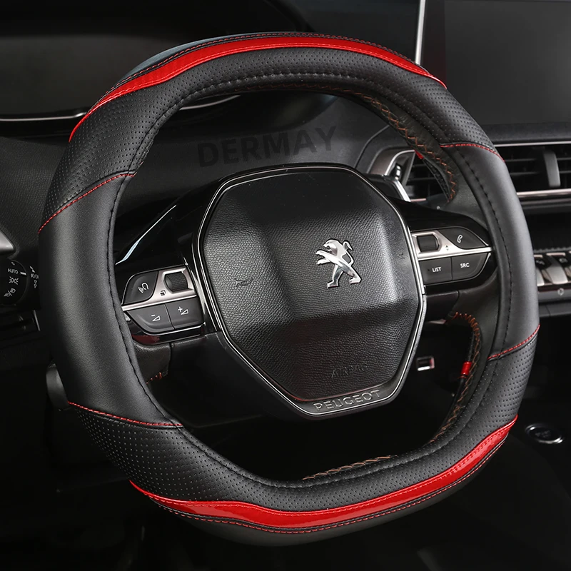 for Peugeot 3008 4008 5008 Car Steering Wheel Cover Carbon Fibre + PU Leather Auto Accessories interior Coche