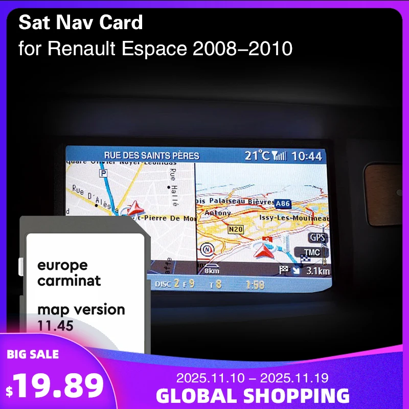 

Carminat 11.45 for Renault Espace 2008 2010 Automobile Naving GPS Memory SD Card 8GB Use In Norway Greece Netherlands