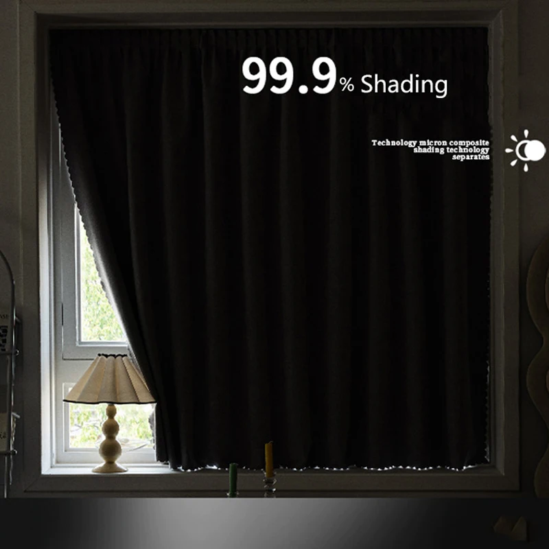 1pc Adhesive Blackout Curtains Easy to Install for Living Room & Bedroom Insulated Kitchen No Punch Portable Window Curtain Home